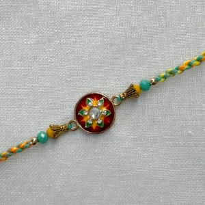 Adult Rakhi - Teal Yellow Flower